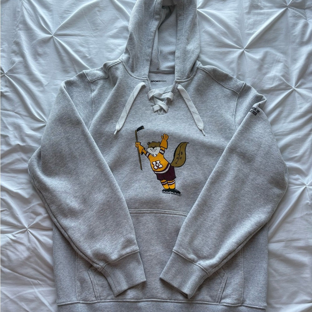 Size L - Grey Goldy the Gopher Hockey Hoodie